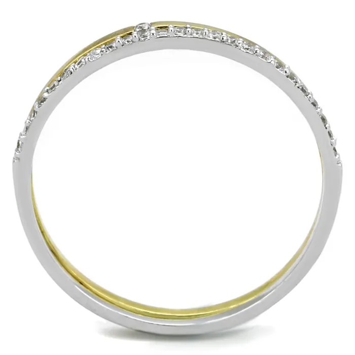 TS207 GoldRhodium 925 Sterling Silver Ring with AAA Grade CZ in Clear Alamode Rings