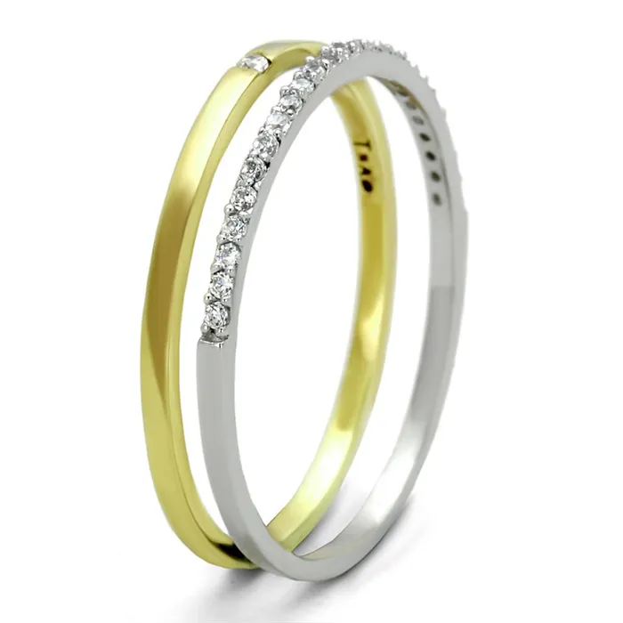 TS207 GoldRhodium 925 Sterling Silver Ring with AAA Grade CZ in Clear Alamode Rings
