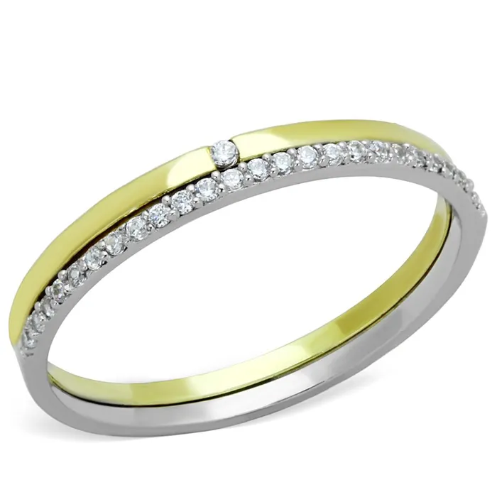 TS207 GoldRhodium 925 Sterling Silver Ring with AAA Grade CZ in Clear Alamode Rings