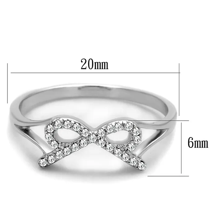 TS259 Rhodium 925 Sterling Silver Ring with AAA Grade CZ in Clear Alamode Rings