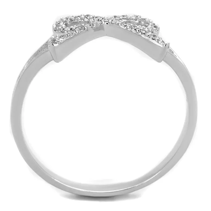 TS259 Rhodium 925 Sterling Silver Ring with AAA Grade CZ in Clear Alamode Rings