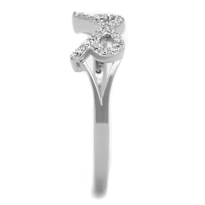TS259 Rhodium 925 Sterling Silver Ring with AAA Grade CZ in Clear Alamode Rings