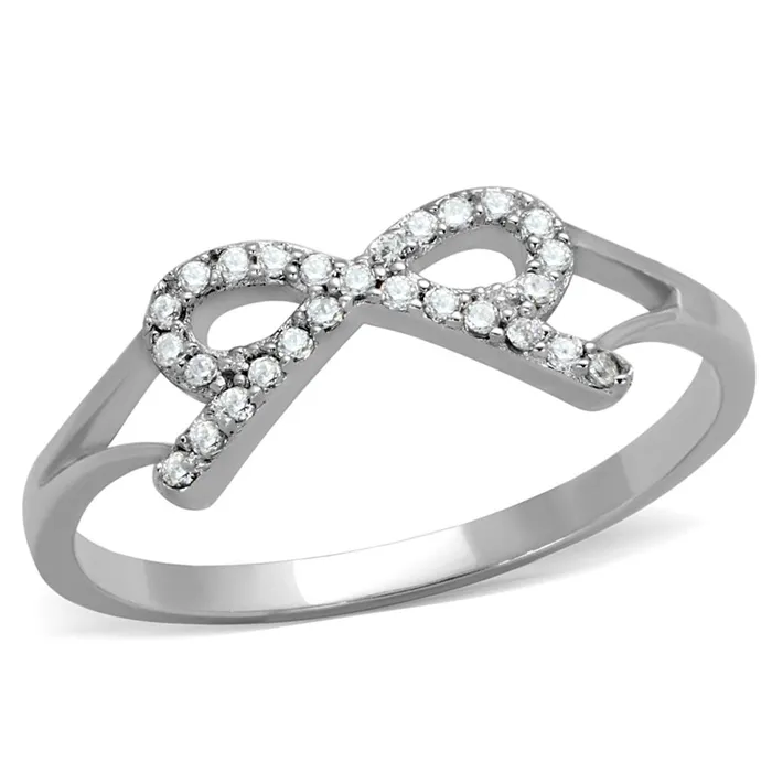 TS259 Rhodium 925 Sterling Silver Ring with AAA Grade CZ in Clear Alamode Rings