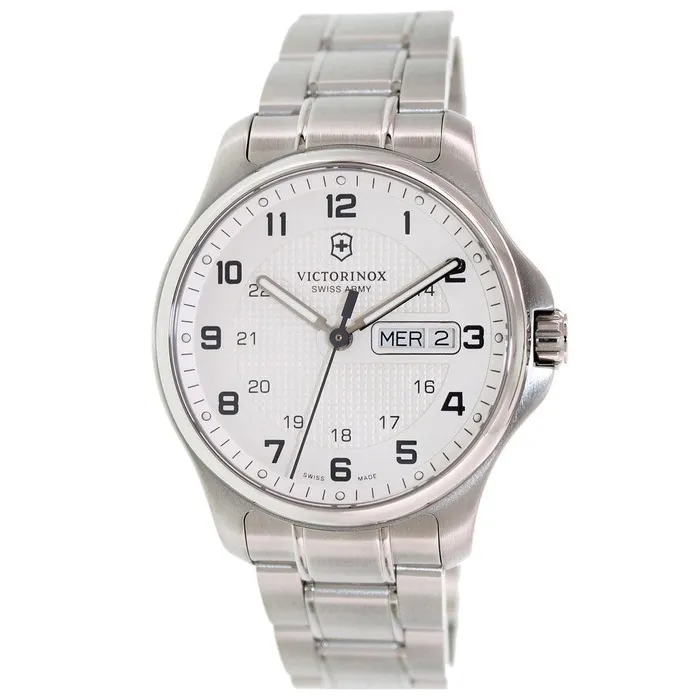Victorinox Swiss Army Swiss Army 241551 Mens Officers Day Date White Dial Stainless Steel Bracelet Watch Bracelets