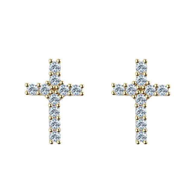 VVS Jewelry Cross 925 Silver Moissanite Iced Cross Earrings Earrings