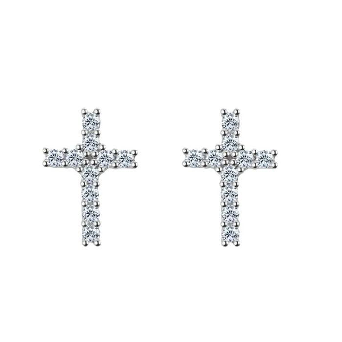 VVS Jewelry Cross 925 Silver Moissanite Iced Cross Earrings Earrings