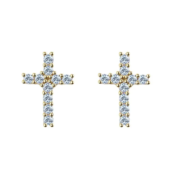VVS Jewelry Cross 925 Silver Moissanite Iced Cross Earrings Earrings