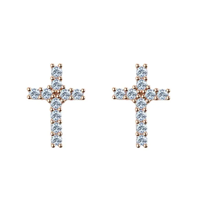 VVS Jewelry Cross 925 Silver Moissanite Iced Cross Earrings Earrings