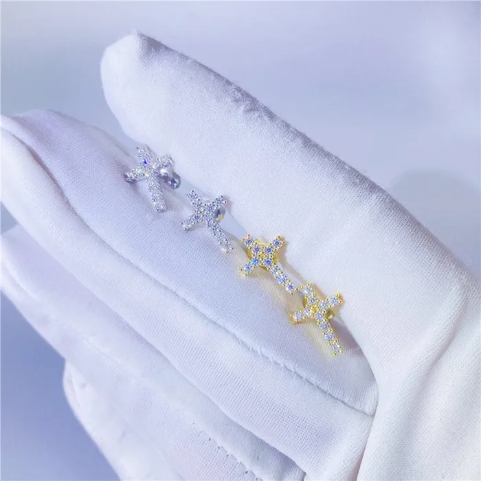 VVS Jewelry Cross 925 Silver Moissanite Iced Cross Earrings Earrings