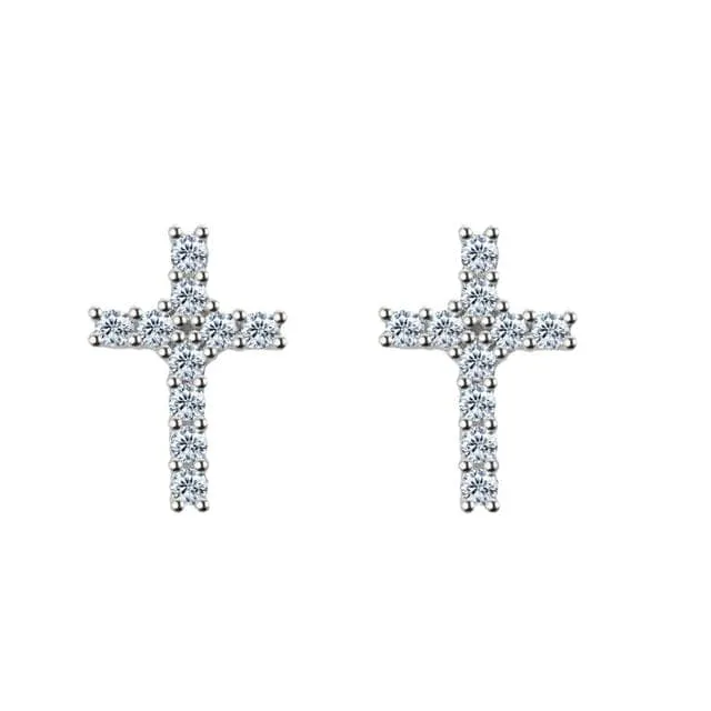 VVS Jewelry Cross 925 Silver Moissanite Iced Cross Earrings Earrings