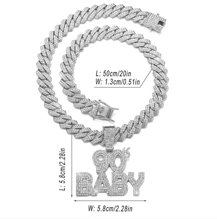 VVS Jewelry Necklaces 90s BABY Pendant Cuban Chain