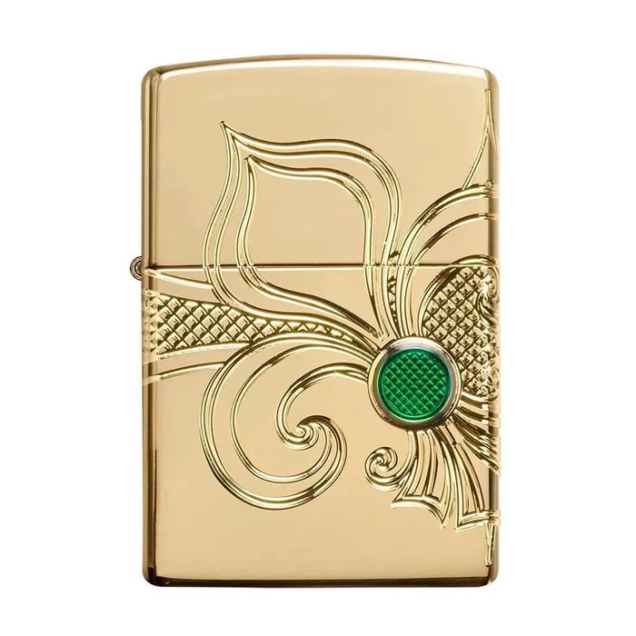 Zippo Earrings Zippo Windproof Lighter Armor Fleur De Lis Design High Polish Gold Plated 49108