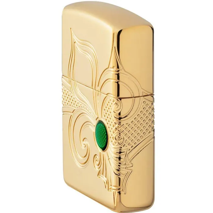 Zippo Earrings Zippo Windproof Lighter Armor Fleur De Lis Design High Polish Gold Plated 49108