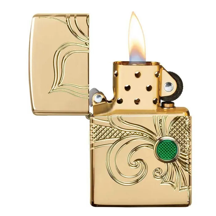 Zippo Earrings Zippo Windproof Lighter Armor Fleur De Lis Design High Polish Gold Plated 49108