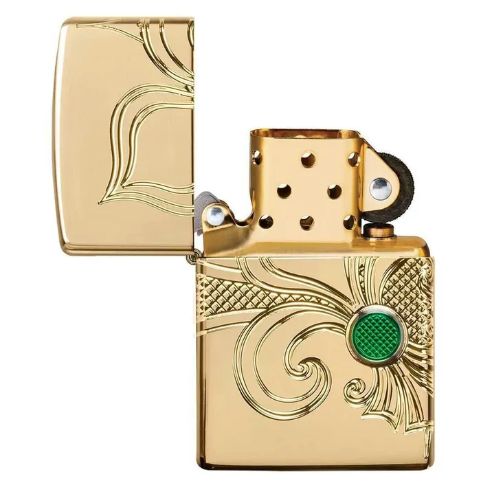 Zippo Earrings Zippo Windproof Lighter Armor Fleur De Lis Design High Polish Gold Plated 49108