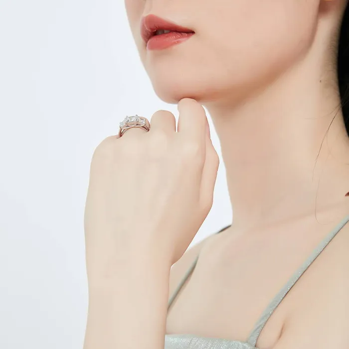 3Stone 16ct Princess CZ Ring Set in Sterling Silver BERRICLE Rings