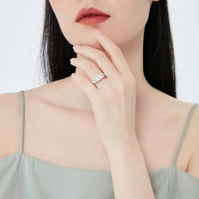 3Stone 16ct Princess CZ Ring Set in Sterling Silver BERRICLE Rings