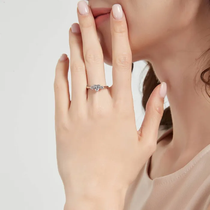 3Stone Heart 07ct Heart CZ Ring Set in Sterling Silver BERRICLE Rings