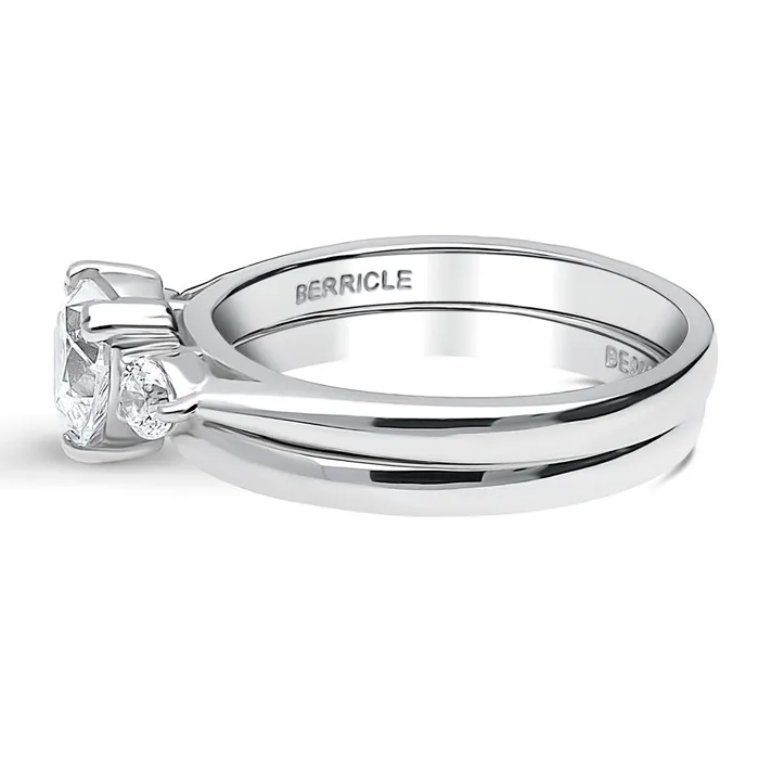 3Stone Heart 07ct Heart CZ Ring Set in Sterling Silver BERRICLE Rings