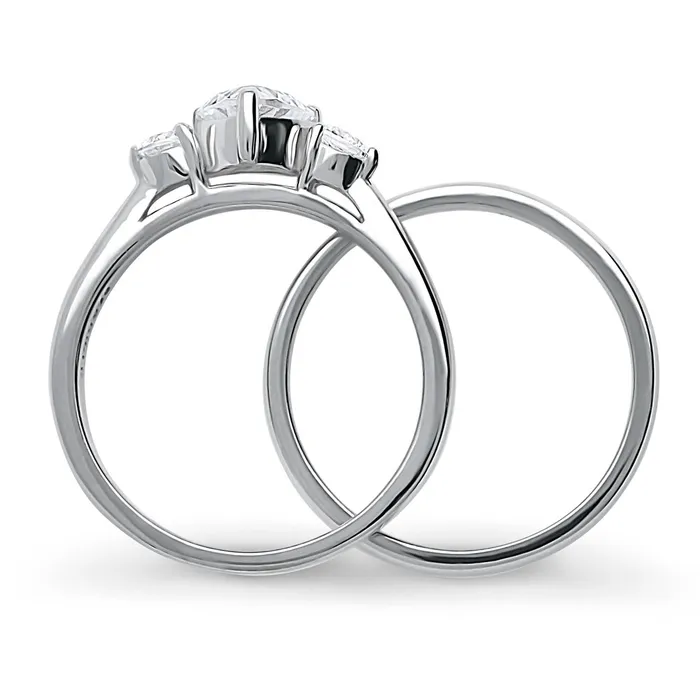 3Stone Heart 07ct Heart CZ Ring Set in Sterling Silver BERRICLE Rings