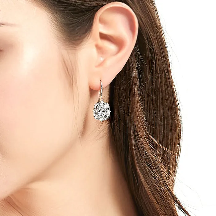Art Deco CZ Fish Hook Earrings in Sterling Silver BERRICLE Earrings
