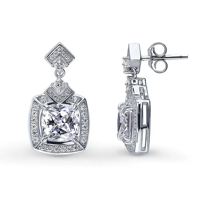 BERRICLE Earrings Arrow Halo CZ Earrings in Sterling Silver