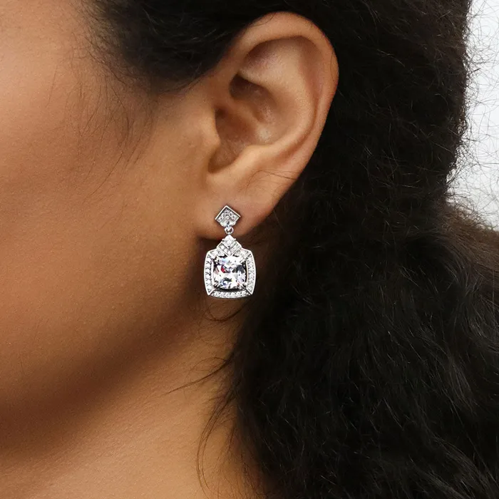 BERRICLE Earrings Arrow Halo CZ Earrings in Sterling Silver
