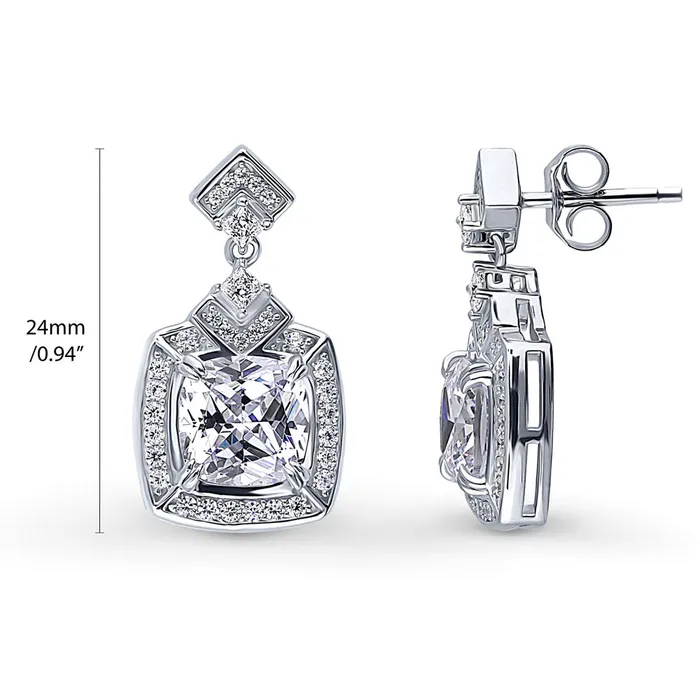 BERRICLE Earrings Arrow Halo CZ Earrings in Sterling Silver