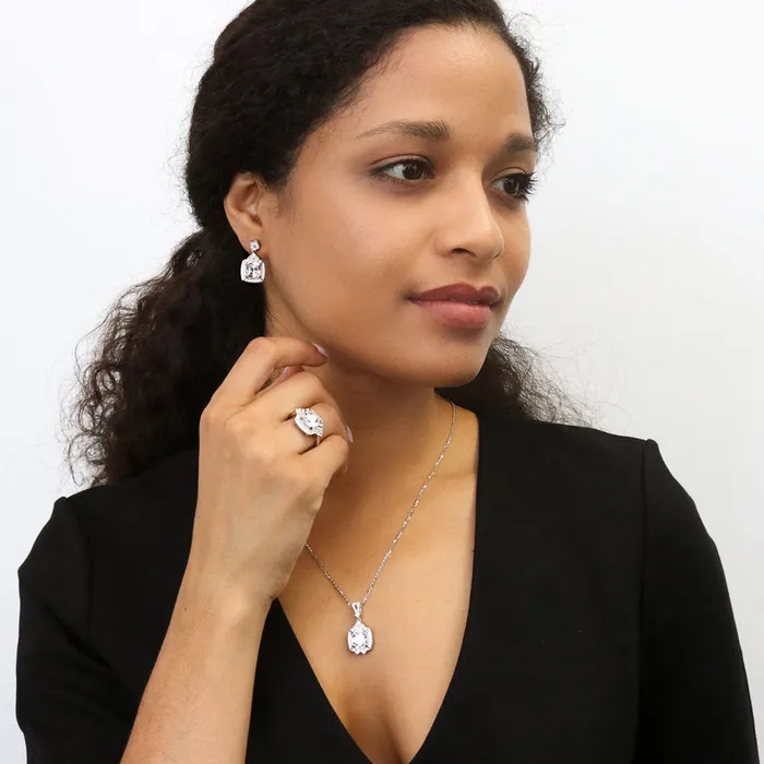 BERRICLE Earrings Arrow Halo CZ Earrings in Sterling Silver