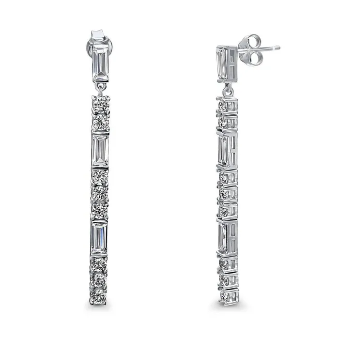 BERRICLE Earrings Bar Art Deco CZ Earrings in Sterling Silver