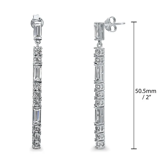 BERRICLE Earrings Bar Art Deco CZ Earrings in Sterling Silver
