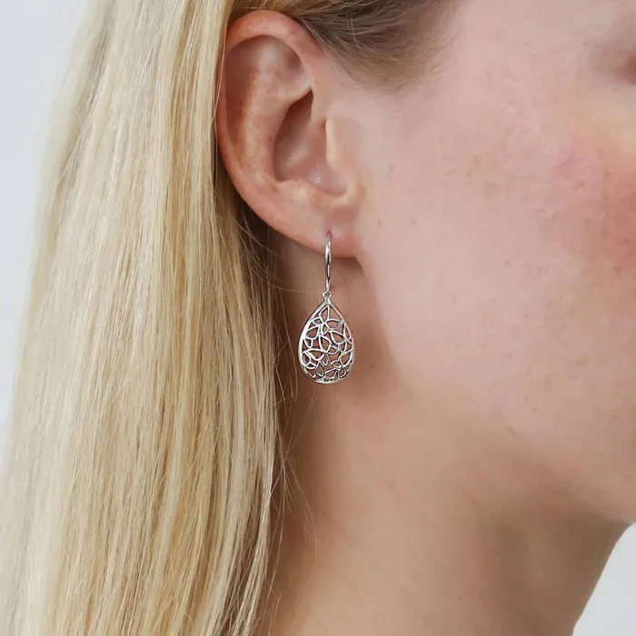 BERRICLE Earrings Butterfly Teardrop Fish Hook Earrings in Sterling Silver