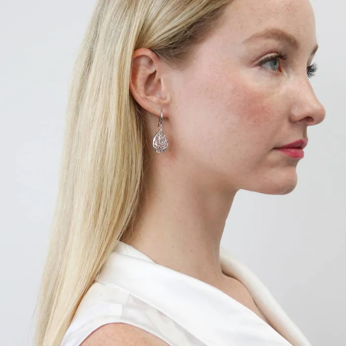 BERRICLE Earrings Butterfly Teardrop Fish Hook Earrings in Sterling Silver