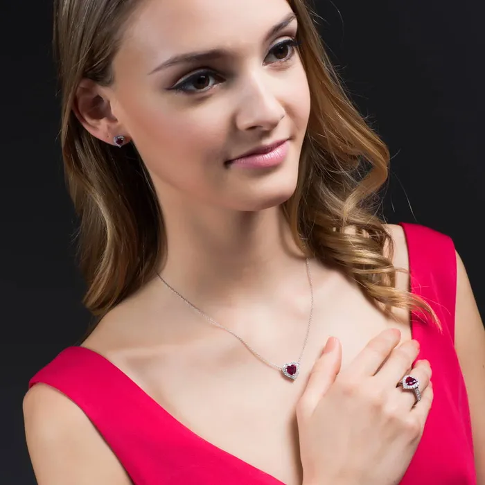 BERRICLE Earrings Halo Heart Heart CZ Stud Earrings in Sterling Silver