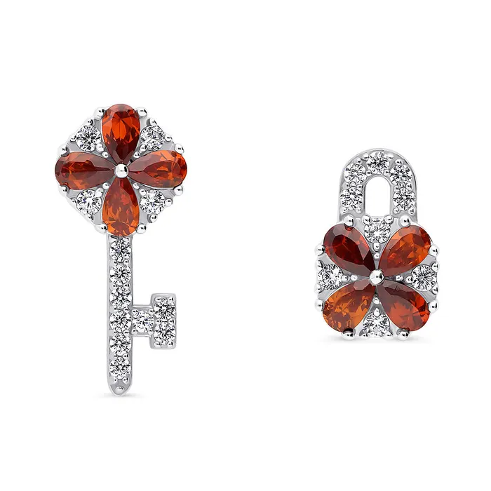 BERRICLE Earrings Key Lock CZ Stud Earrings in Sterling Silver