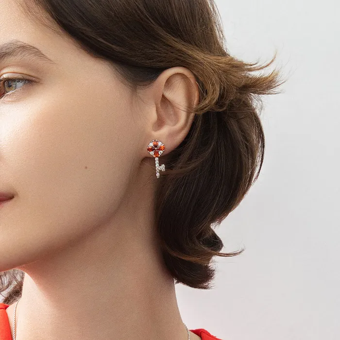 BERRICLE Earrings Key Lock CZ Stud Earrings in Sterling Silver