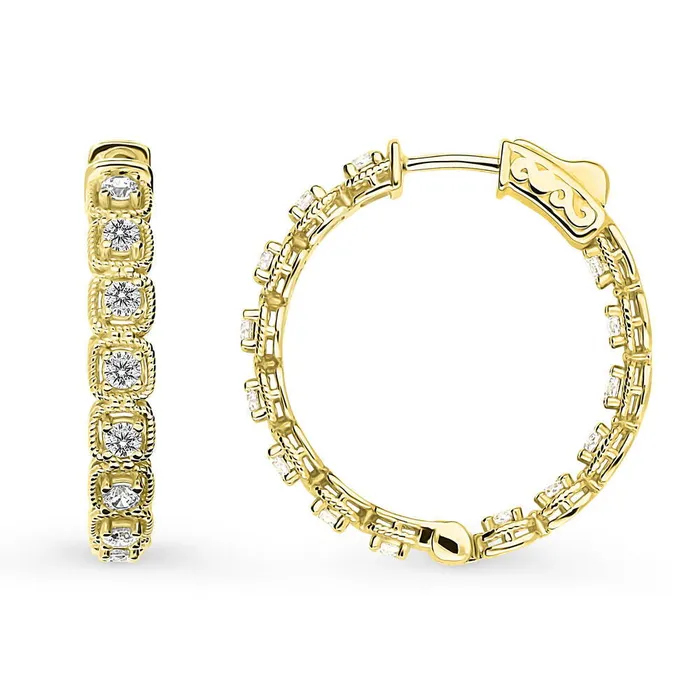 BERRICLE Earrings Milgrain CZ InsideOut Hoop Earrings in Sterling Silver 11 BERRICLE Earrings Milgrain CZ InsideOut Hoop Earrings in Sterling Silver 11