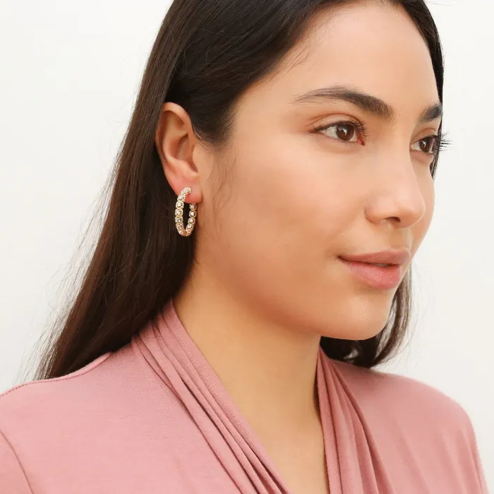 BERRICLE Earrings Milgrain CZ InsideOut Hoop Earrings in Sterling Silver 11