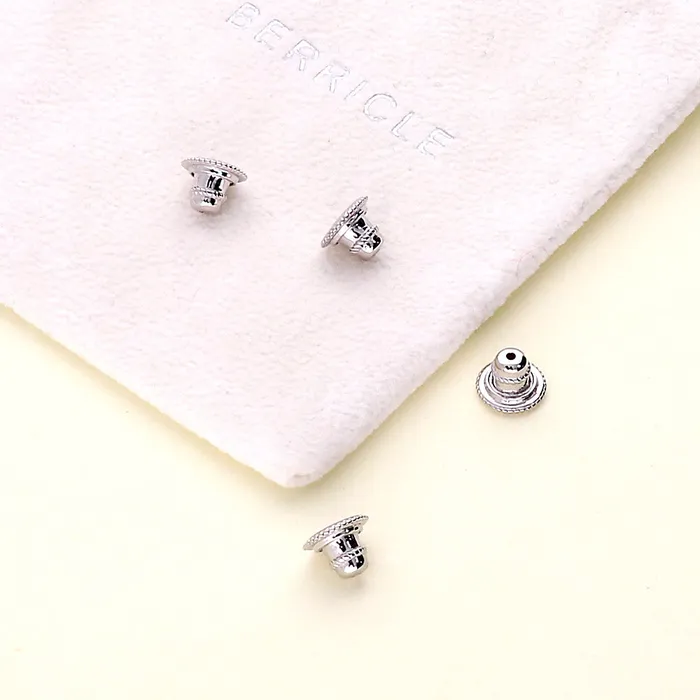 BERRICLE Earrings Silicone Earring Backs in Sterling Silver 2 Pairs