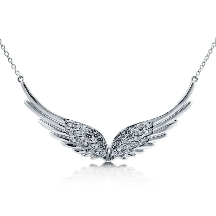 BERRICLE Necklaces Angel Wings CZ Necklace in Sterling Silver