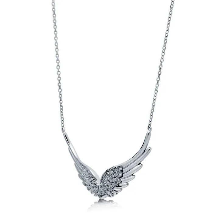 BERRICLE Necklaces Angel Wings CZ Necklace in Sterling Silver