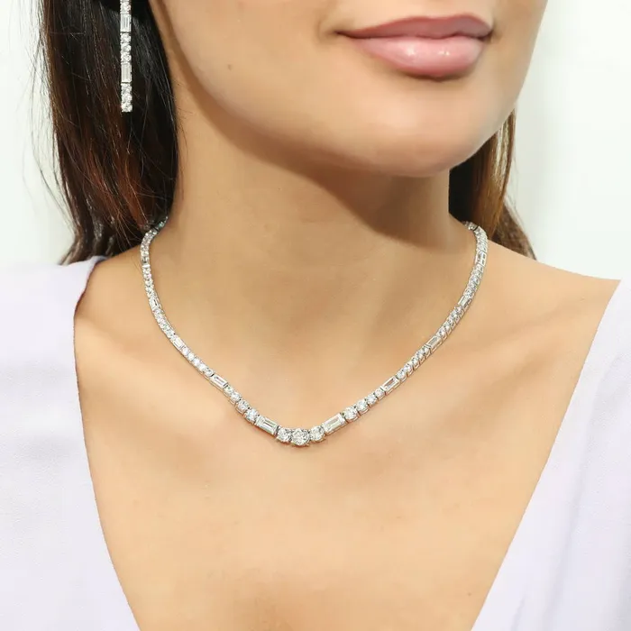 BERRICLE Necklaces Art Deco CZ Tennis Necklace in Sterling Silver