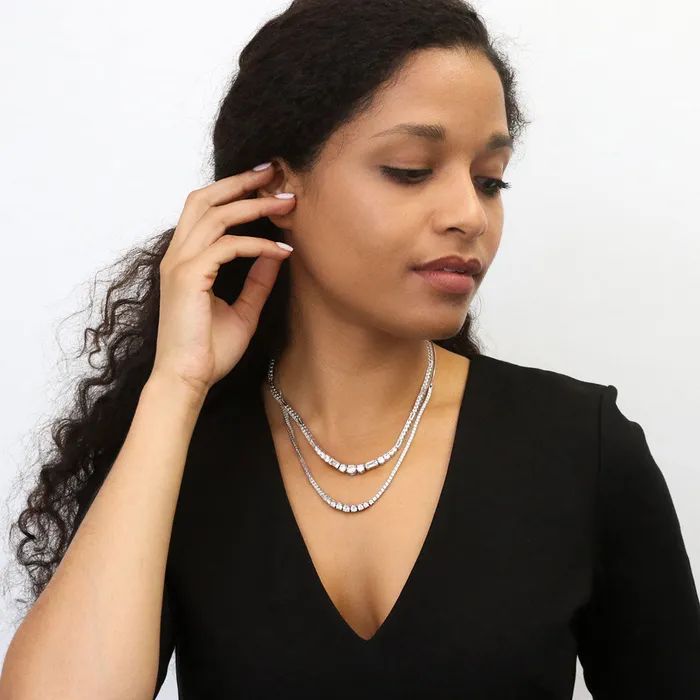 BERRICLE Necklaces Art Deco CZ Tennis Necklace in Sterling Silver