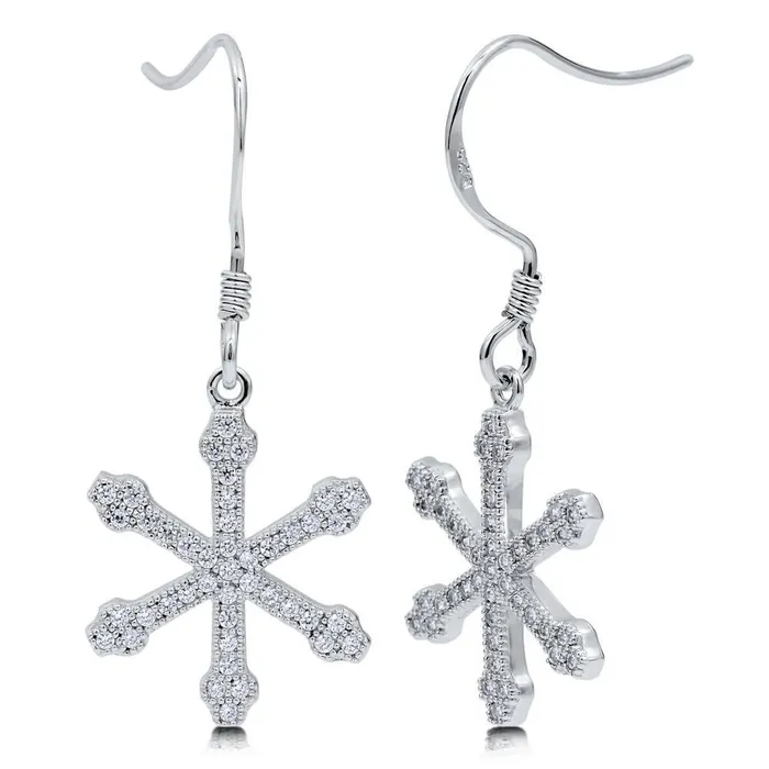 BERRICLE Necklaces Snowflake CZ Necklace and Earrings in Sterling Silver
