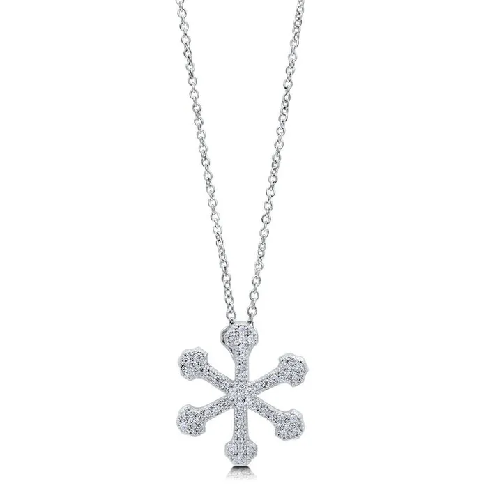 BERRICLE Necklaces Snowflake CZ Necklace and Earrings in Sterling Silver