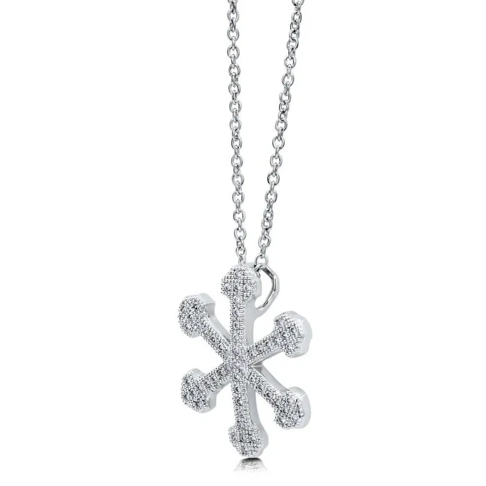 BERRICLE Necklaces Snowflake CZ Necklace and Earrings in Sterling Silver