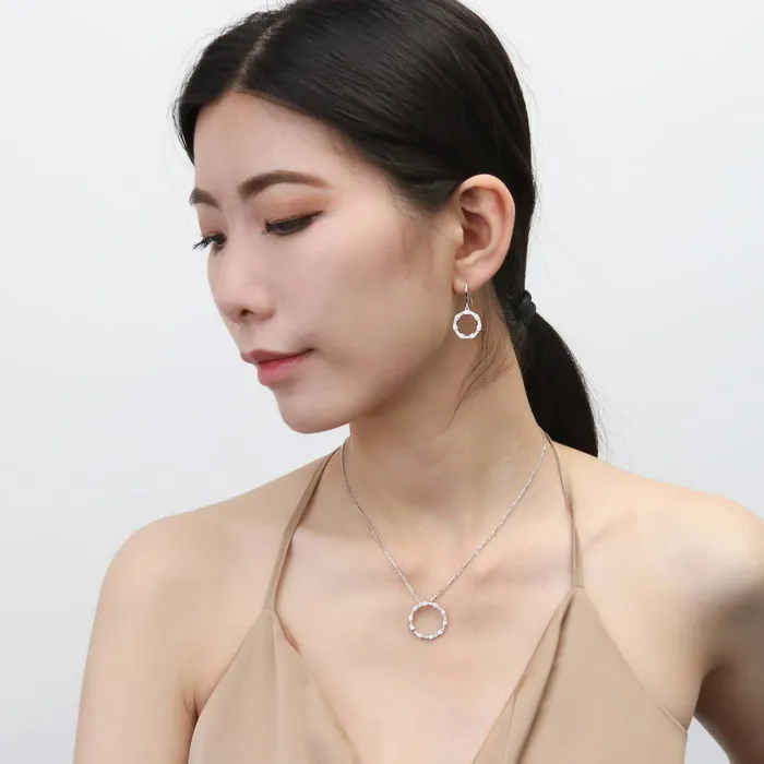 BERRICLE Open Circle CZ Necklace and Earrings in Sterling Silver Necklaces