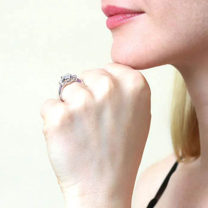 BERRICLE Rings 3Stone 18ct Oval CZ Ring in Sterling Silver