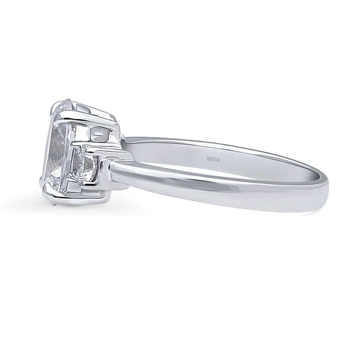 BERRICLE Rings 3Stone 18ct Oval CZ Ring in Sterling Silver
