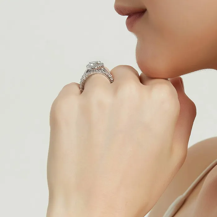 BERRICLE Rings Halo Heart Heart CZ Ring Set in Sterling Silver